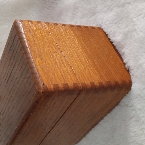 Vintage Solid Wood Recipe OR Index Card Box - Picture 6 of 11